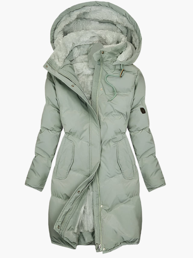 Womens Parka Coat with Faux Fur Hood Warm Fit - BritishMode