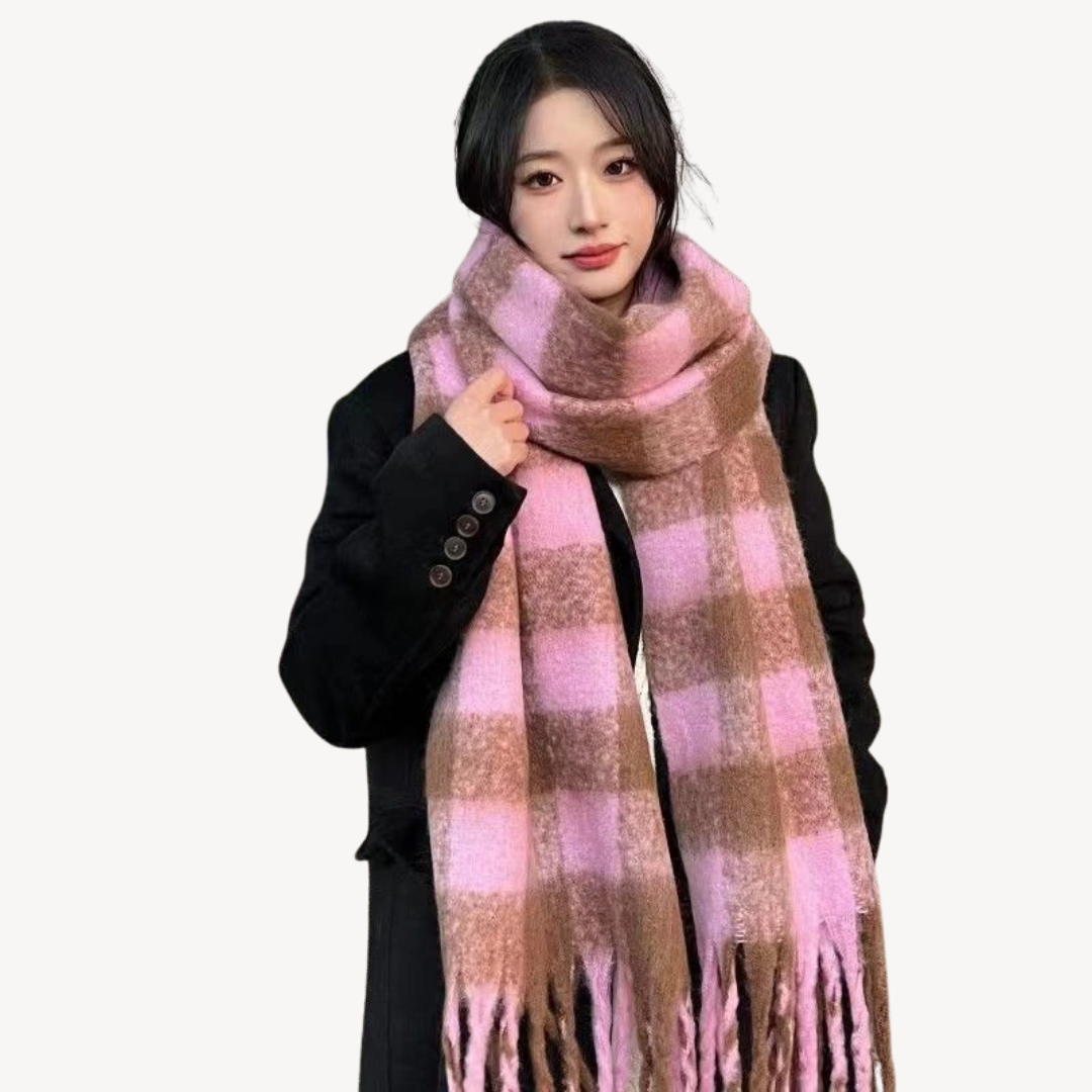 Unisex Wool Scarf Plaid Pattern