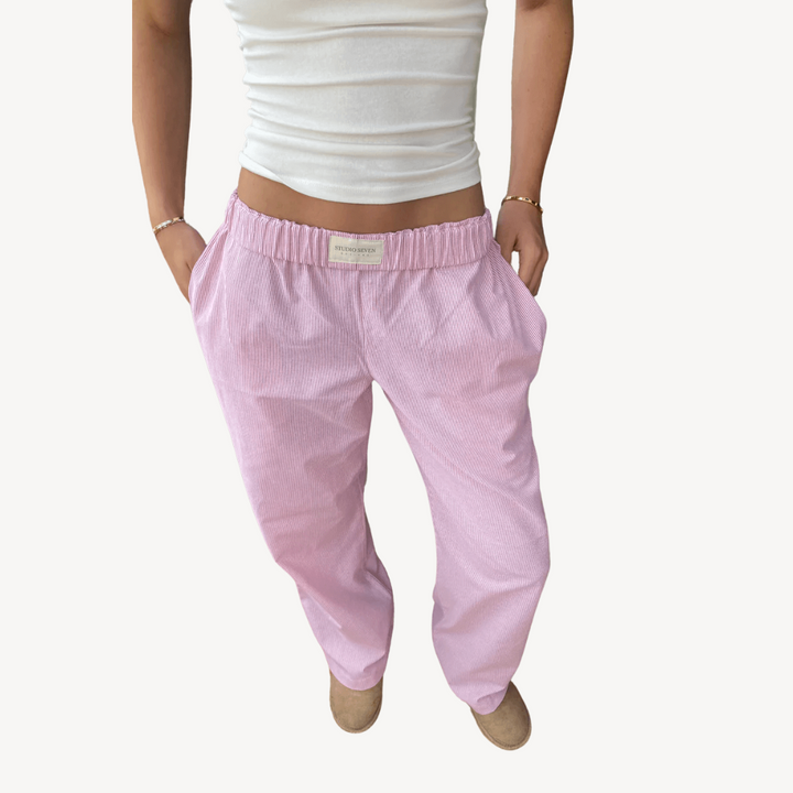 Womens Lounge Pants Linen Blend Relaxed Fit - BritishMode