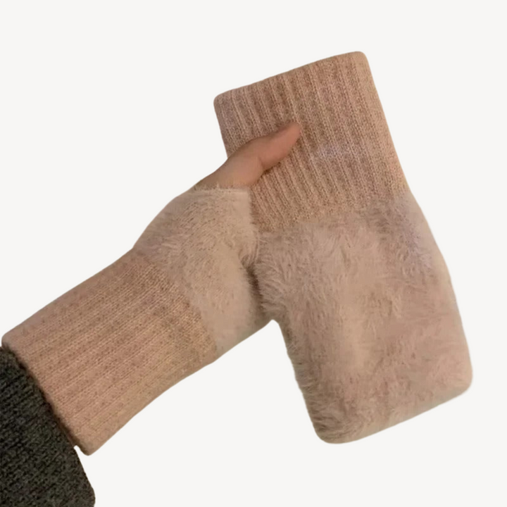 Womens Fingerless Gloves Fuzzy Soft