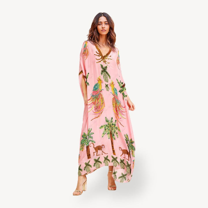 Womens Kaftan Dress Silk Relaxed Fit