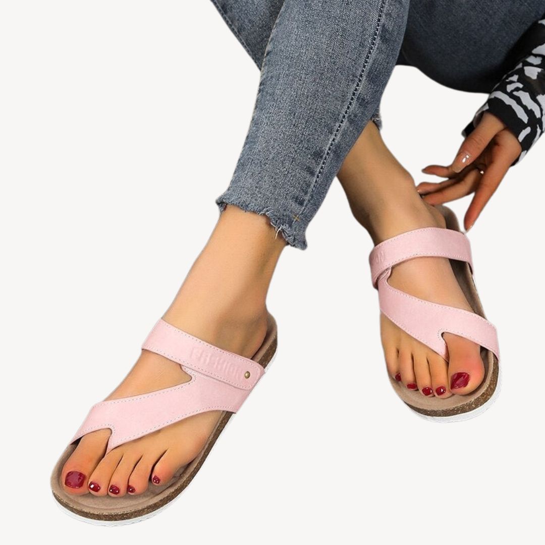 Womens Orthopedic Thong Sandals with Cork Footbed