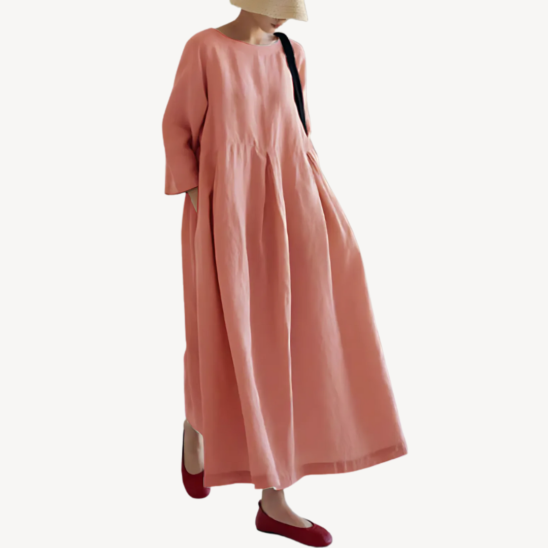 Womens Linen Maxi Dress Casual Loose Fit with Pockets