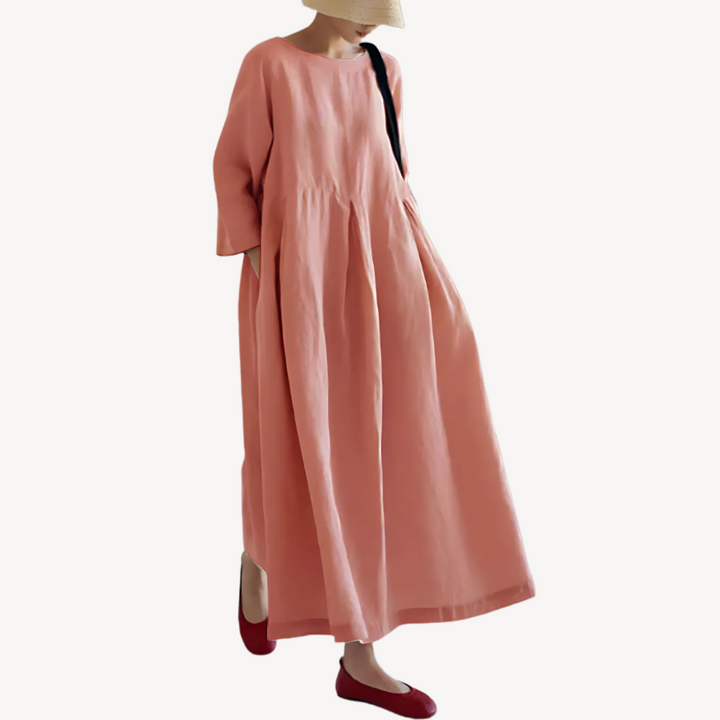 Womens Linen Maxi Dress Casual Loose Fit with Pockets