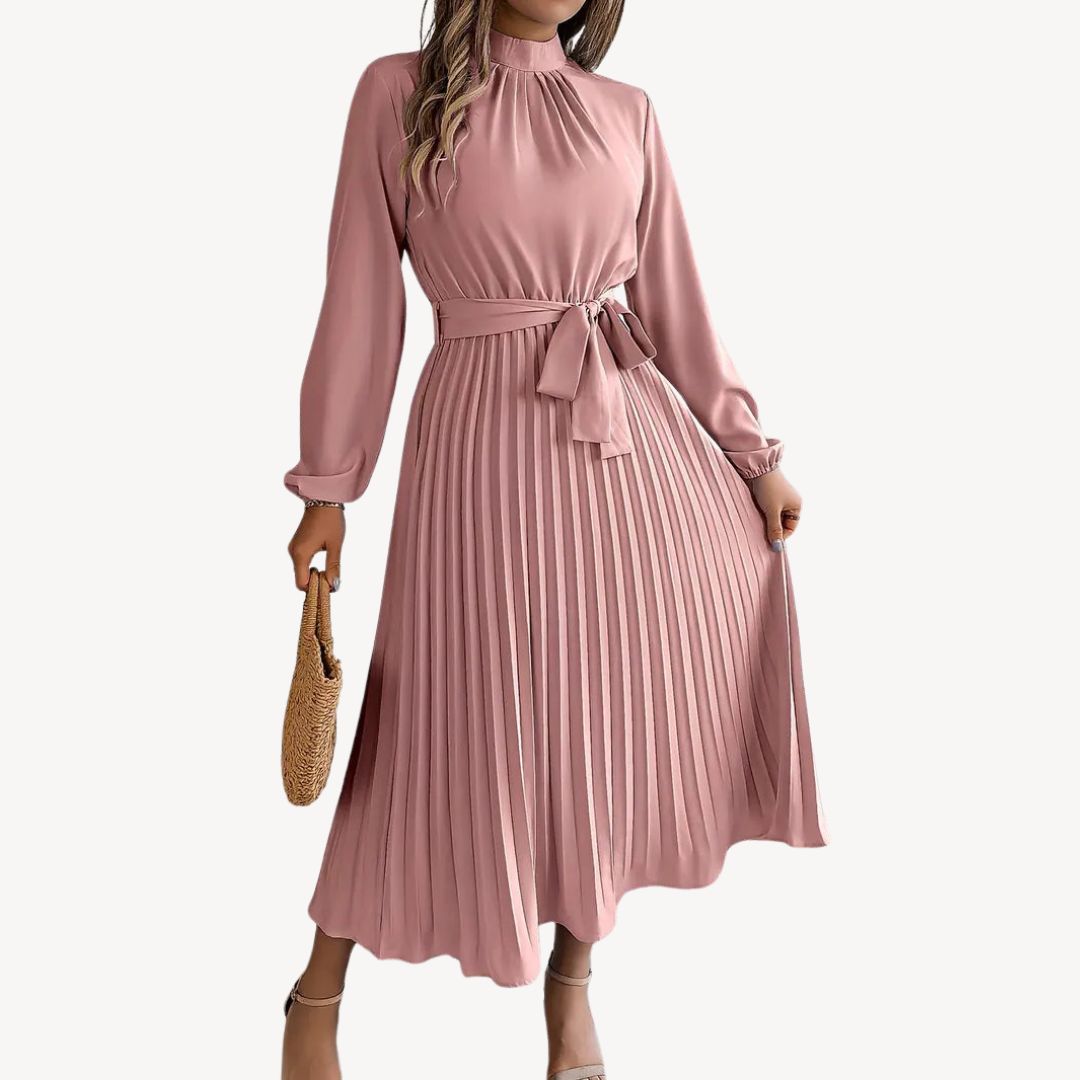 Womens Pleated Midi Dress Regular Fit