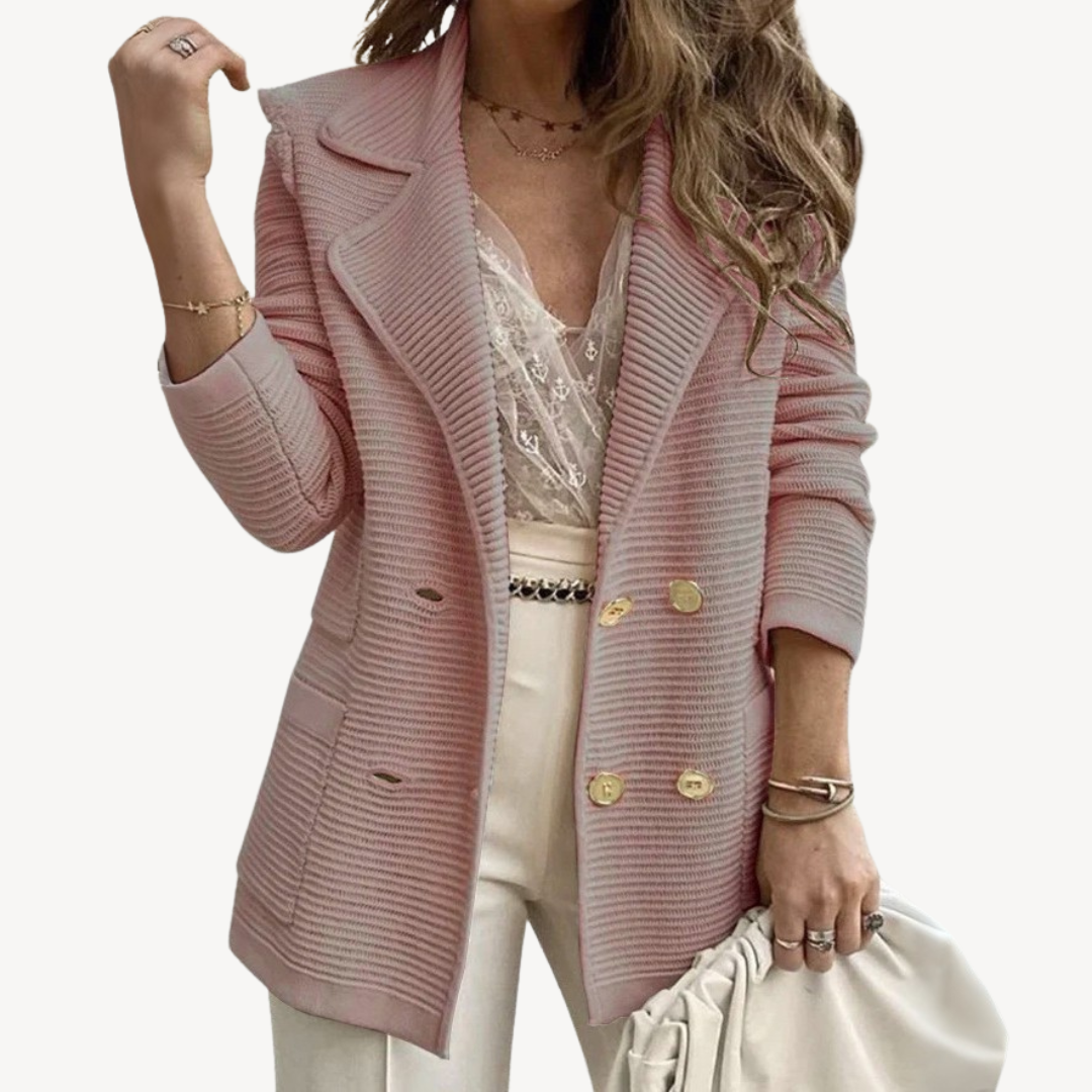 Womens Blazer Jacket Ribbed Knit Tailored Fit