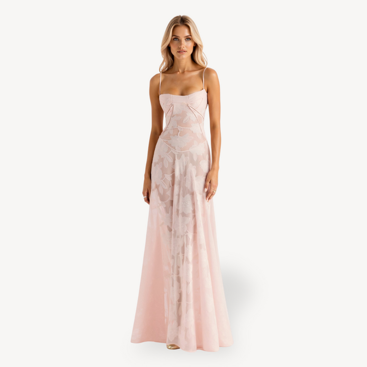 Womens Maxi Dress Lace Floral Pattern - BritishMode