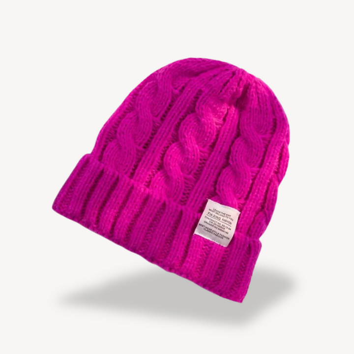 Womens Cable Knit Beanie Wool Blend Soft Fit