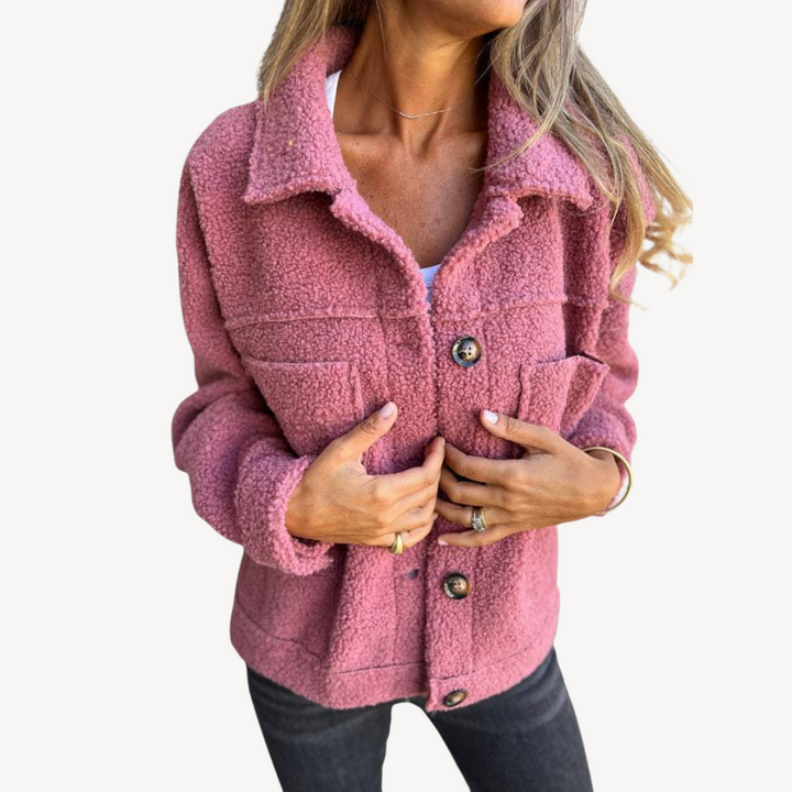 Womens Jacket Teddy Fleece Button Front