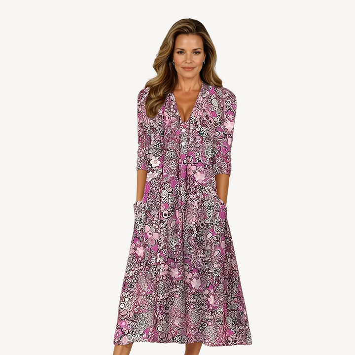 Womens Midi Dress Floral Pattern