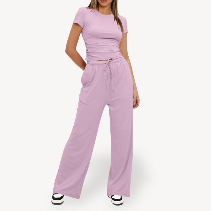 Womens Lounge Set with Drawstring Relaxed Fit