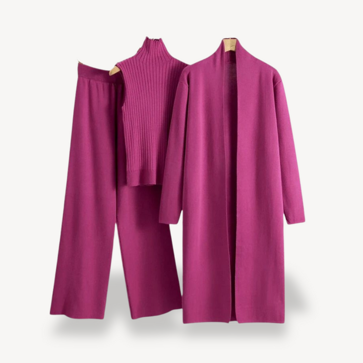 Womens Ribbed Knit Set Three-Piece Comfortable Fit