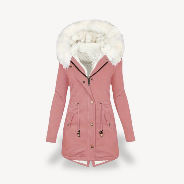 Womens Hooded Parka Jacket Faux Fur Trimmed