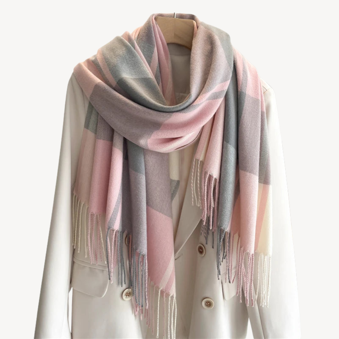 Womens Wool Scarf Plaid Pattern Soft Warm
