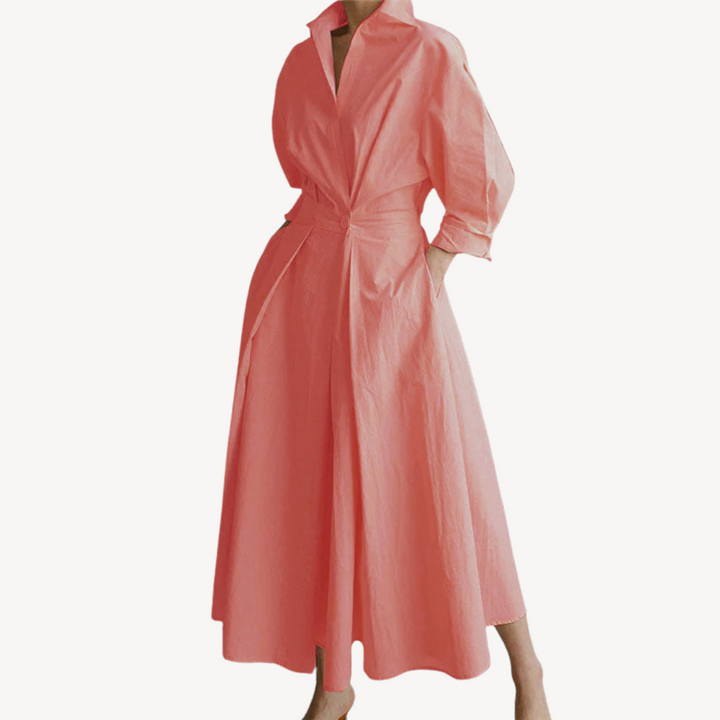 Womens Shirt Dress Cotton Linen Blend Relaxed Fit