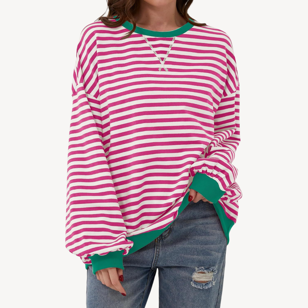 Womens Long Sleeve Top Striped Pattern