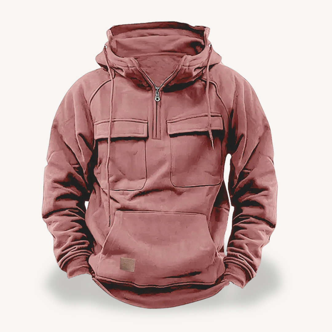 Mens Cargo Hoodie Fleece Material Relaxed Fit - BritishMode