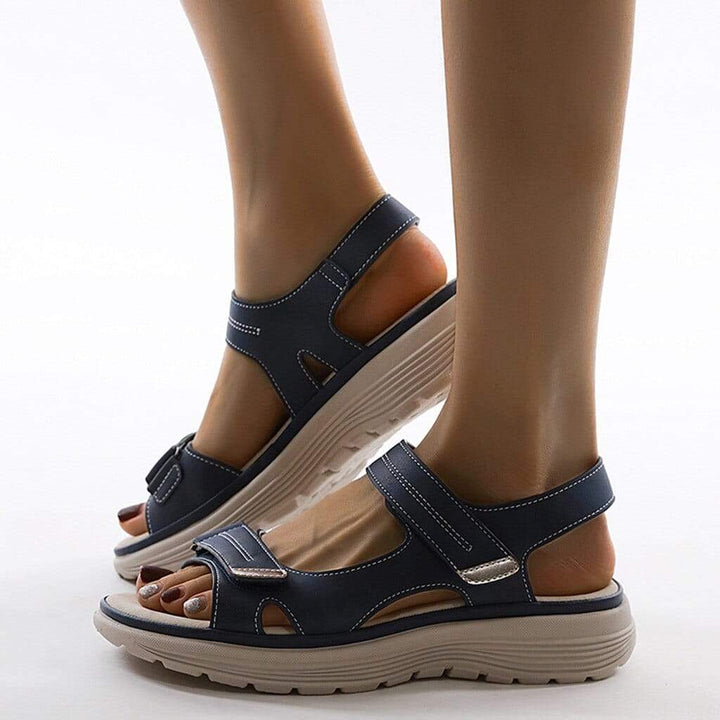 Womens Platform Wedge Sandals Open Toe Double Strap - BritishMode