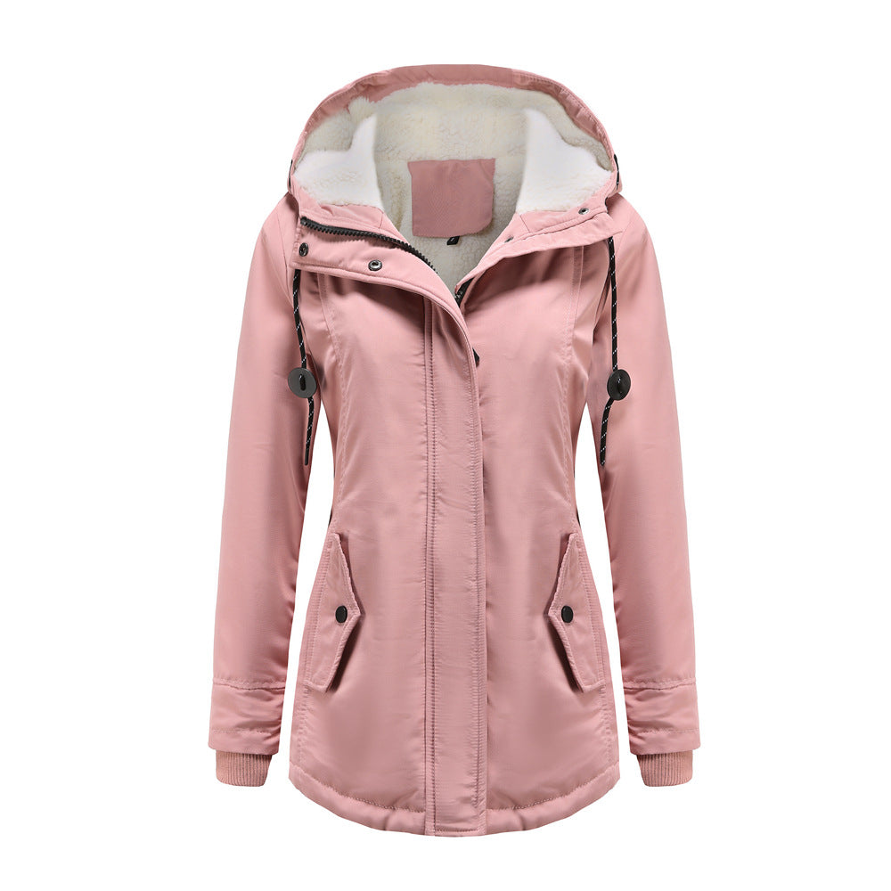 Womens Fleece Hooded Coat Warm Fit