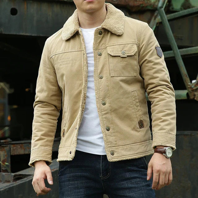 Mens Outdoor Winter Jacket Wool Lined Regular Fit