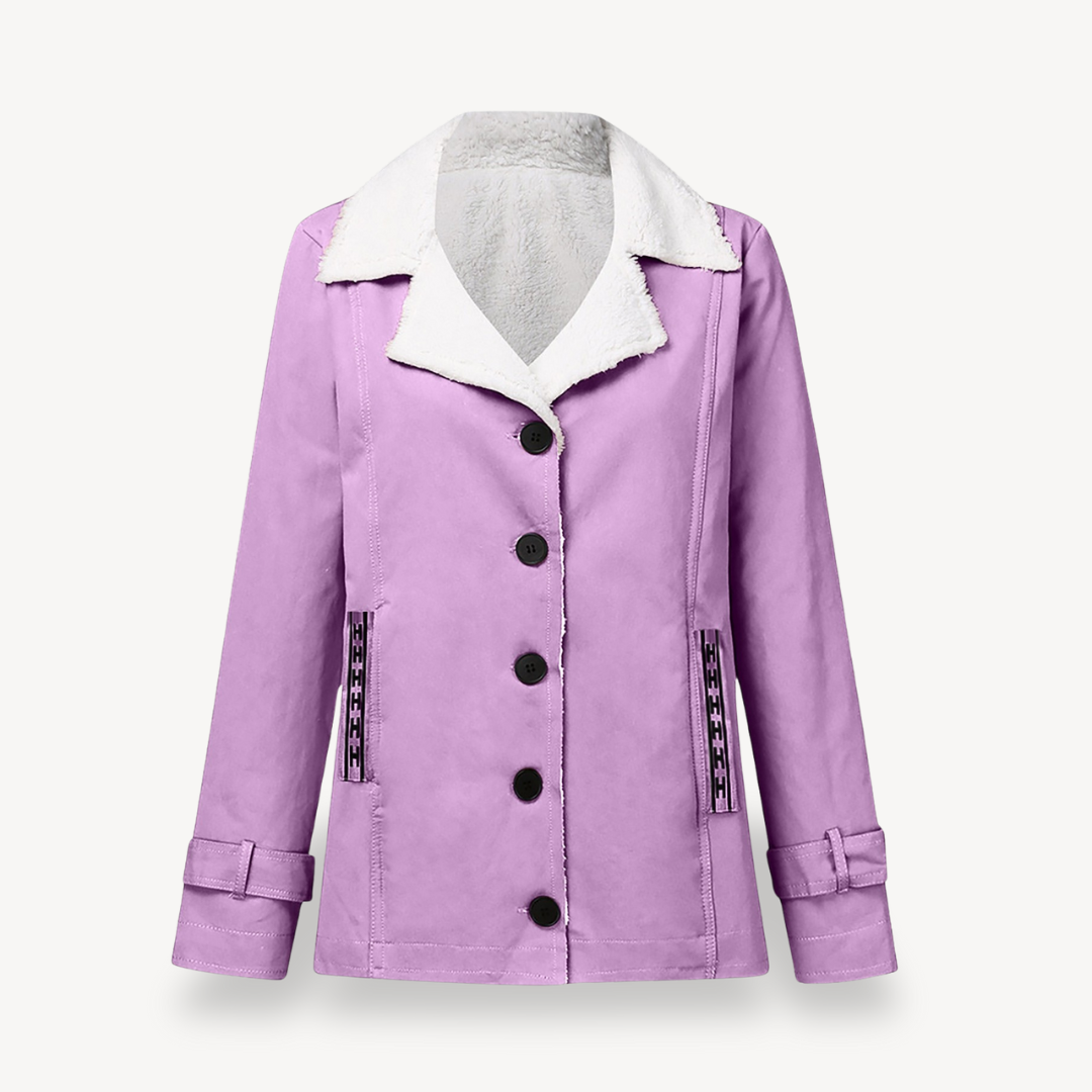 Womens Coat Fleece Lined Button Closure