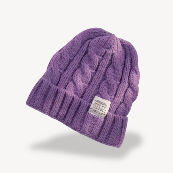Womens Cable Knit Beanie Wool Blend Soft Fit - BritishMode