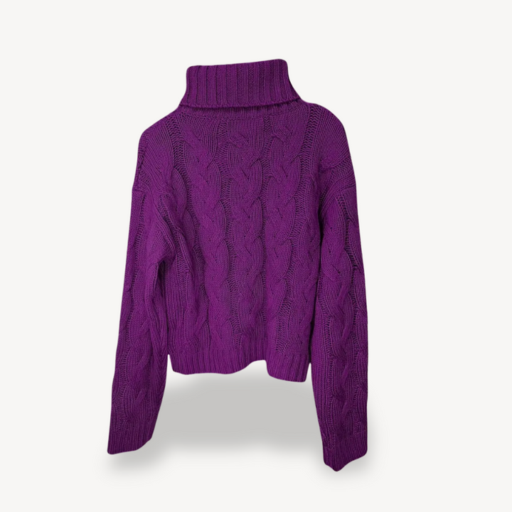 Womens Cable Knit Turtleneck Sweater Cozy Fit