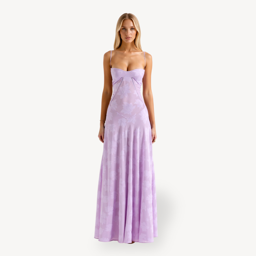 Womens Maxi Dress Lace Floral Pattern