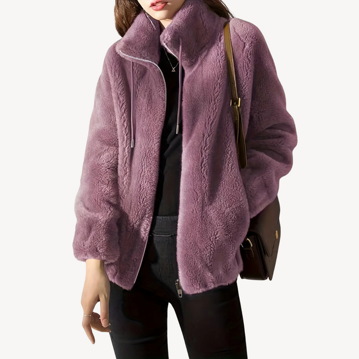 Womens Faux Fur Jacket Zip-Up Style
