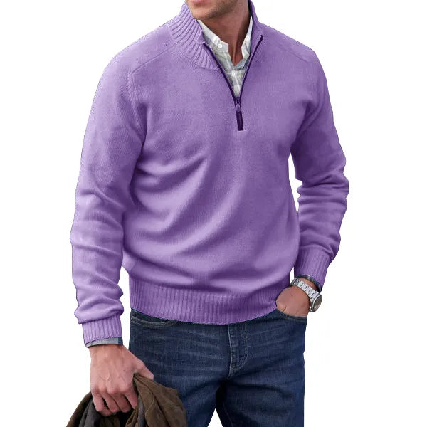 Mens Quarter Zip Pullover with Shoulder Seam Detail