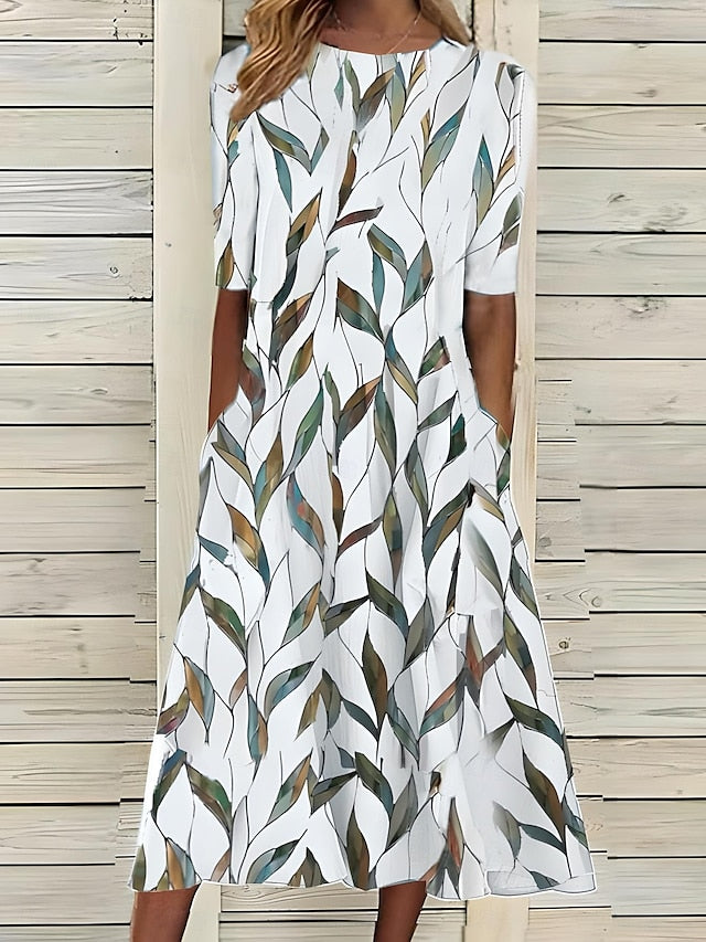 Womens A-Line Midi Dress Relaxed Fit