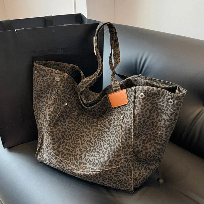 Womens Tote Bag Leopard Print Shoulder Straps