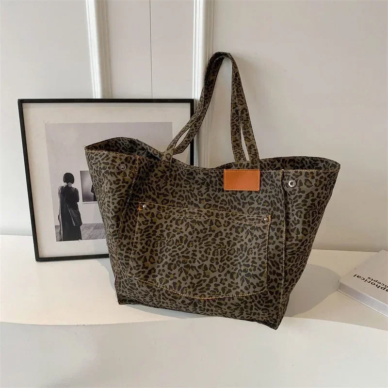 Womens Tote Bag Leopard Print Shoulder Straps