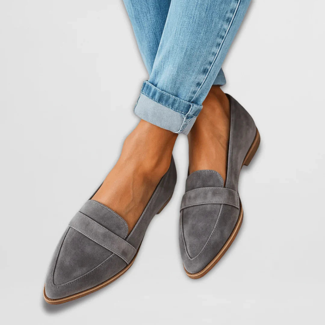 Womens Slip-On Loafers Matte Suede Pointed Toe