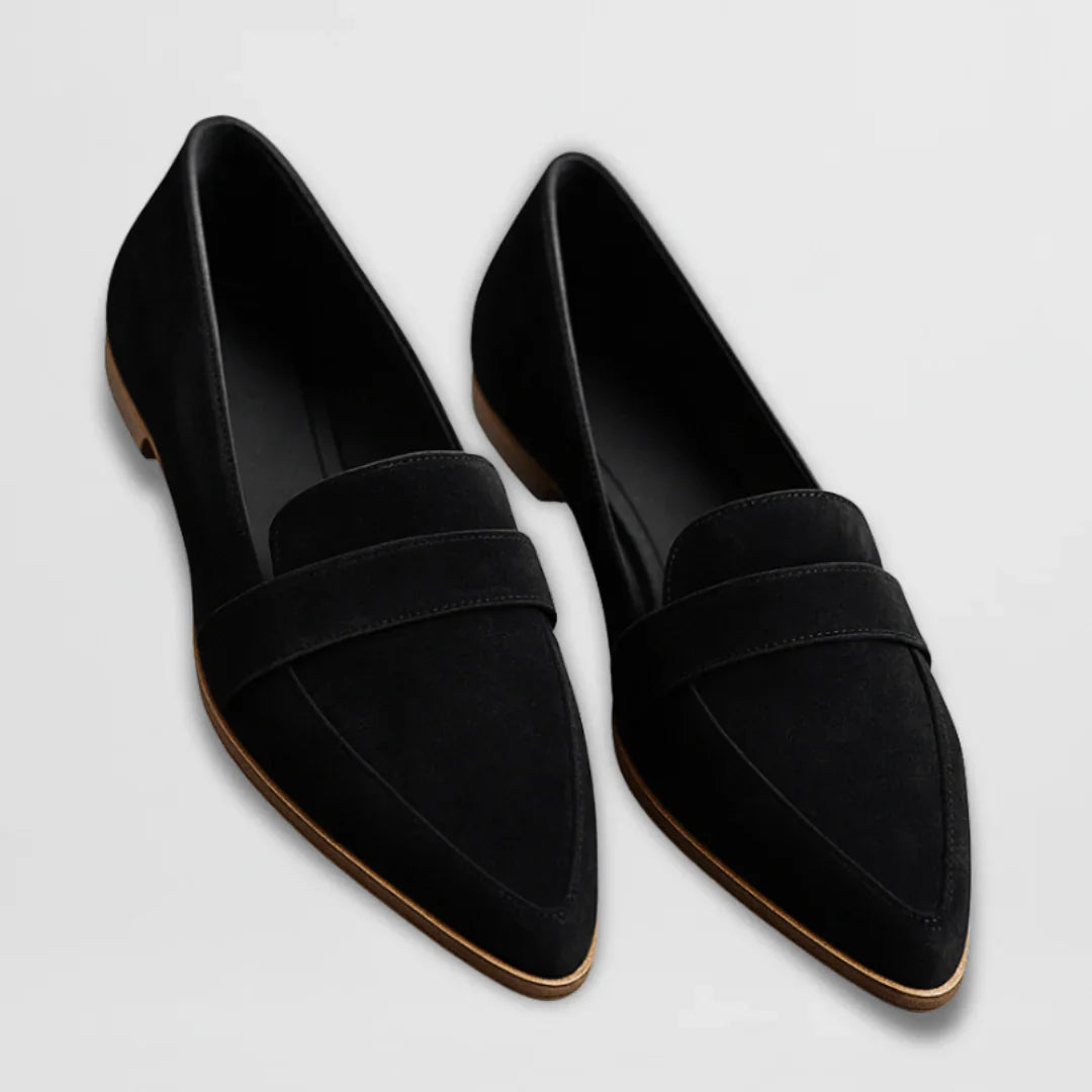 Womens Slip-On Loafers Matte Suede Pointed Toe