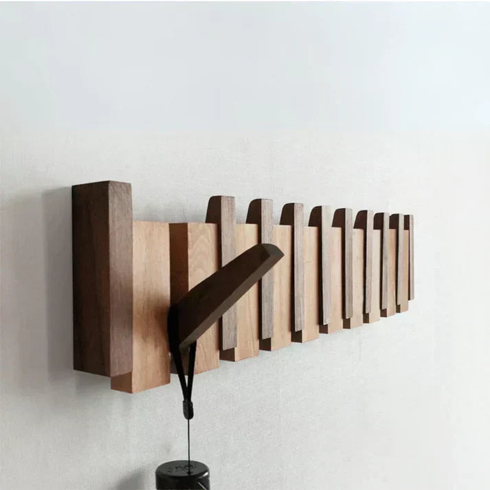 Wall Mounted Coat Hook Rack Wooden Rustic Style - BritishMode