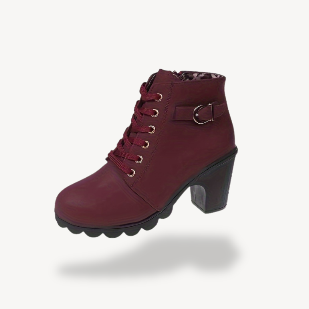 Womens Orthopedic Lace-Up Heeled Booties