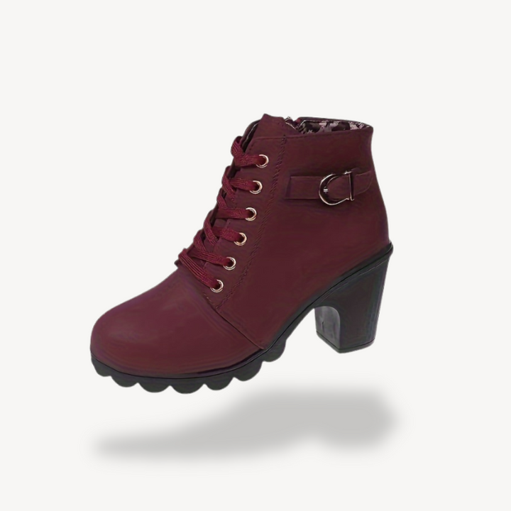 Womens Orthopedic Lace-Up Heeled Booties