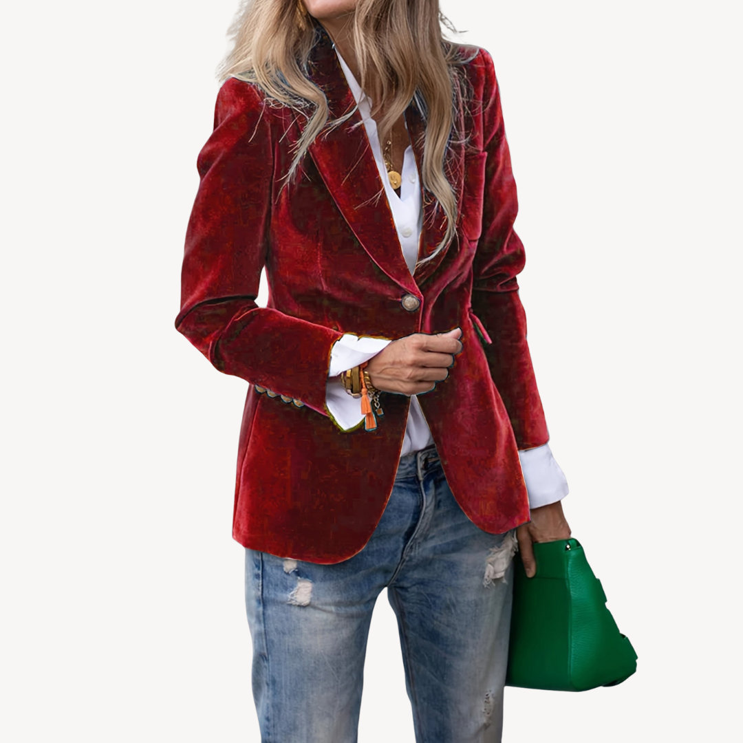 Womens Blazer Velvet Tailored Fit