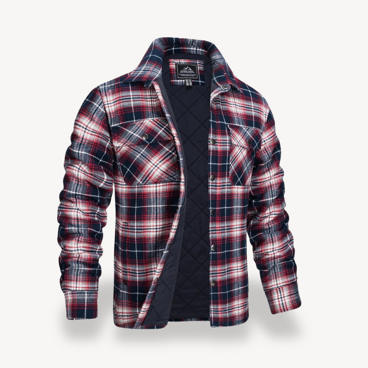 Mens Jacket Fleece Lined Plaid Pattern