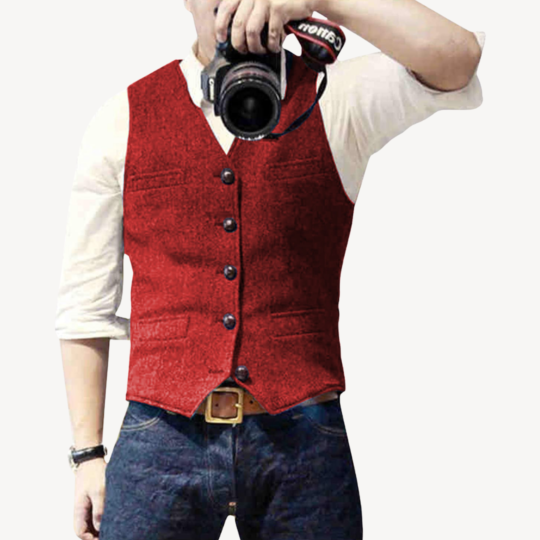 Mens Wool Vest Buttoned Front