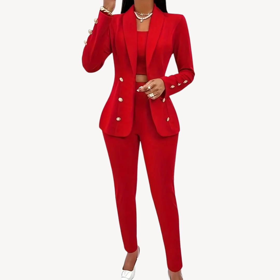Womens Tailored Blazer and Pant Set Structured Fit - BritishMode