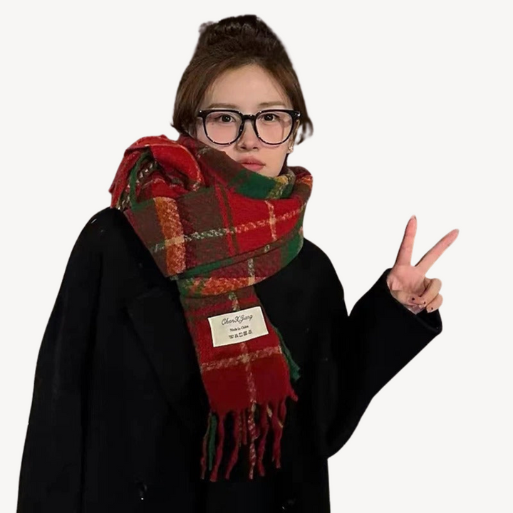 Unisex Wool Scarf Plaid Pattern