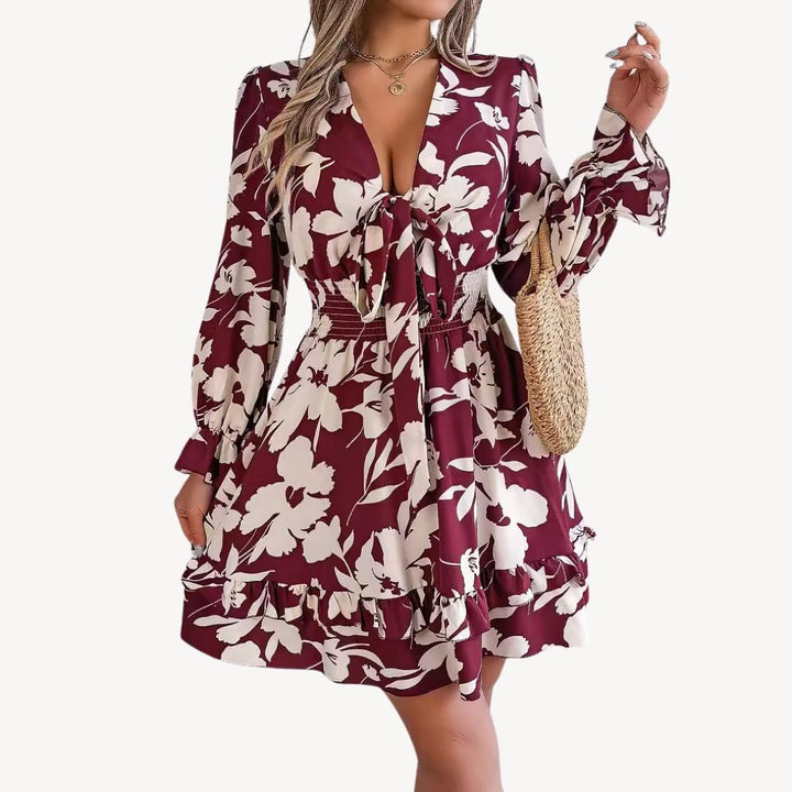 Womens Mini Dress Polyester Floral Pattern
