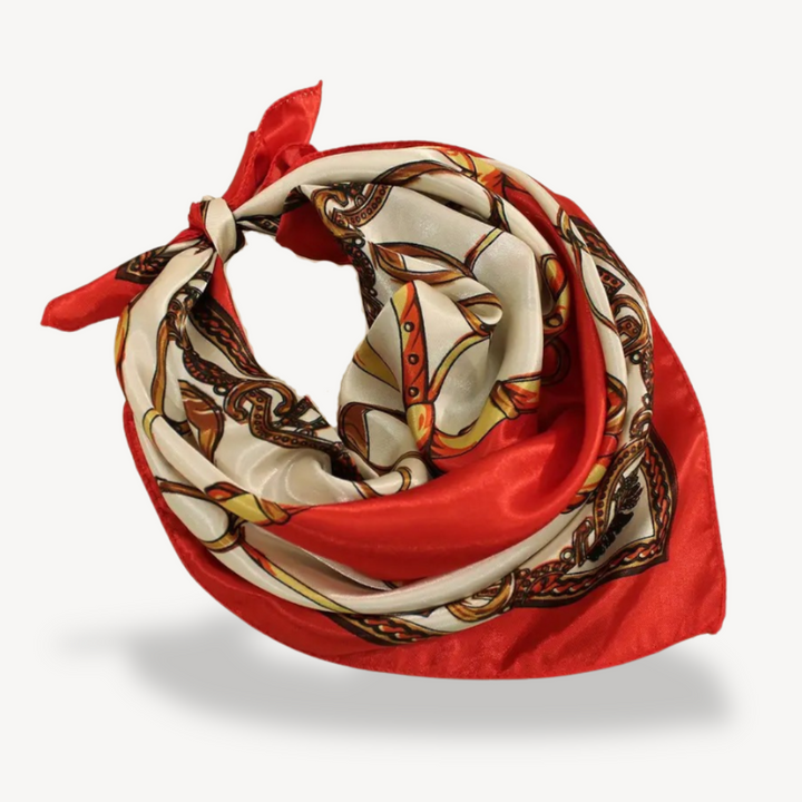 Womens Silk Head Scarf Chain Print Lightweight - BritishMode
