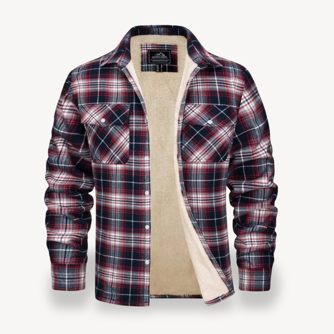 Mens Flannel Shirt with Sherpa Fleece Lining Relaxed Fit