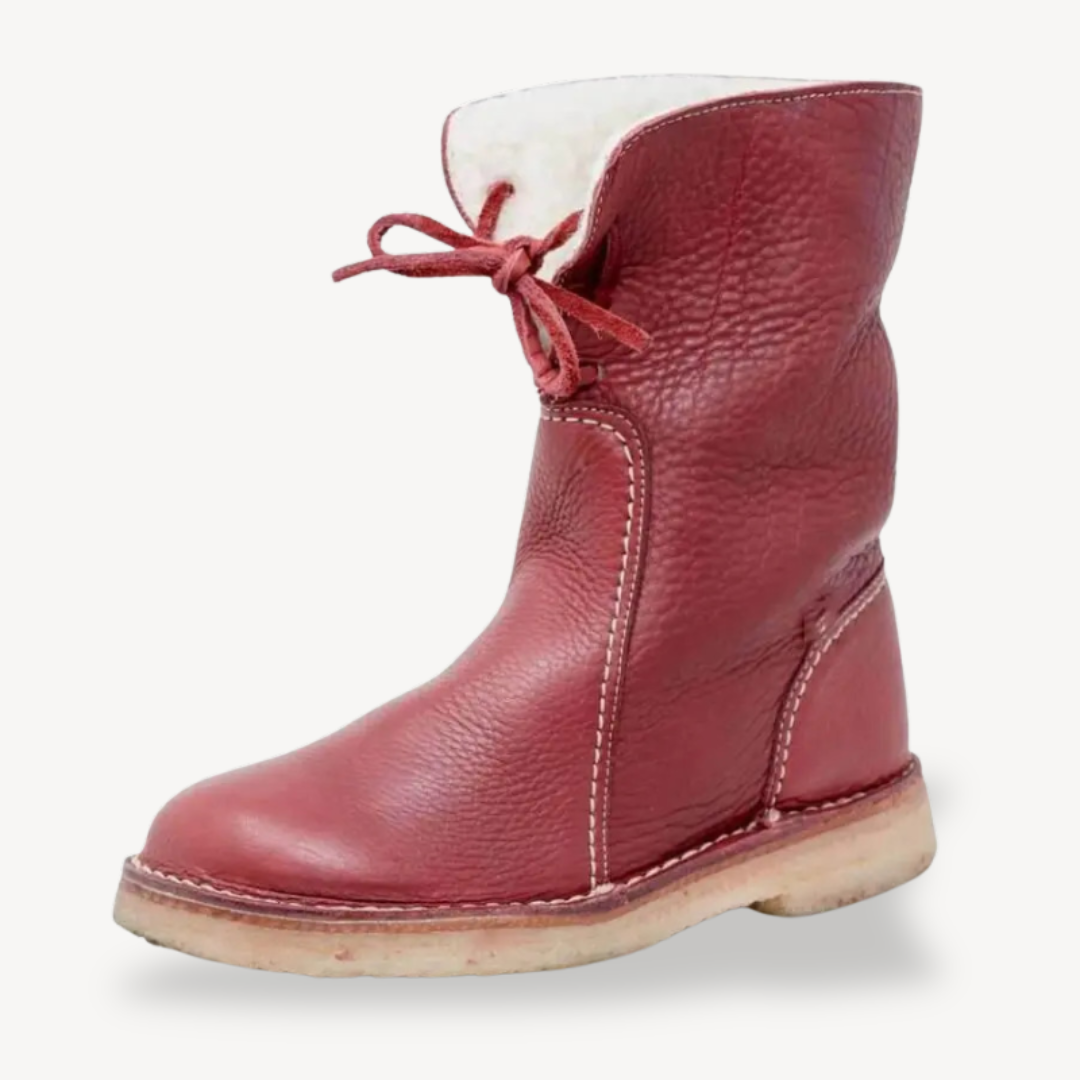 Womens Orthopedic Leather Ankle Boots Adjustable Lace-Up - BritishMode