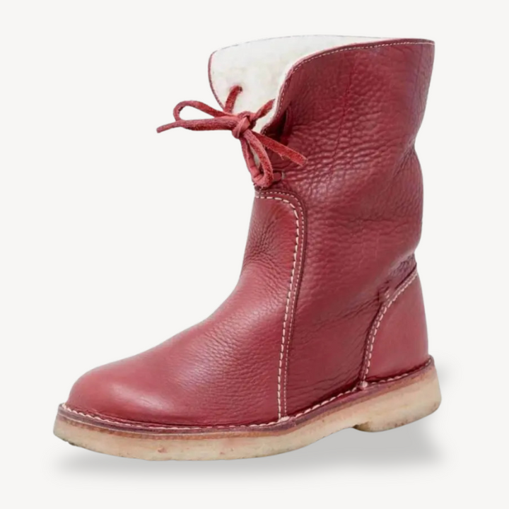 Womens Orthopedic Leather Ankle Boots Adjustable Lace-Up - BritishMode