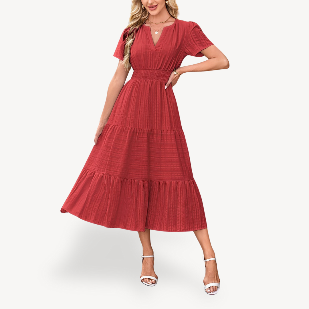 Womens Tiered Midi Dress Relaxed Fit