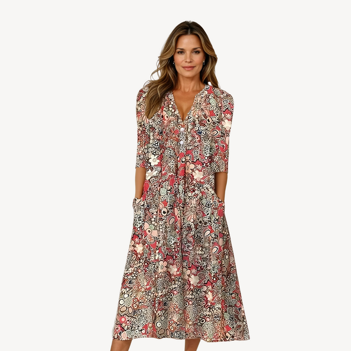 Womens Midi Dress Floral Pattern